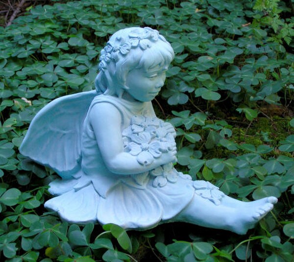 Dogwood Fairy Garden Cement Statuary Flowers Cute Toes Legs Wings
